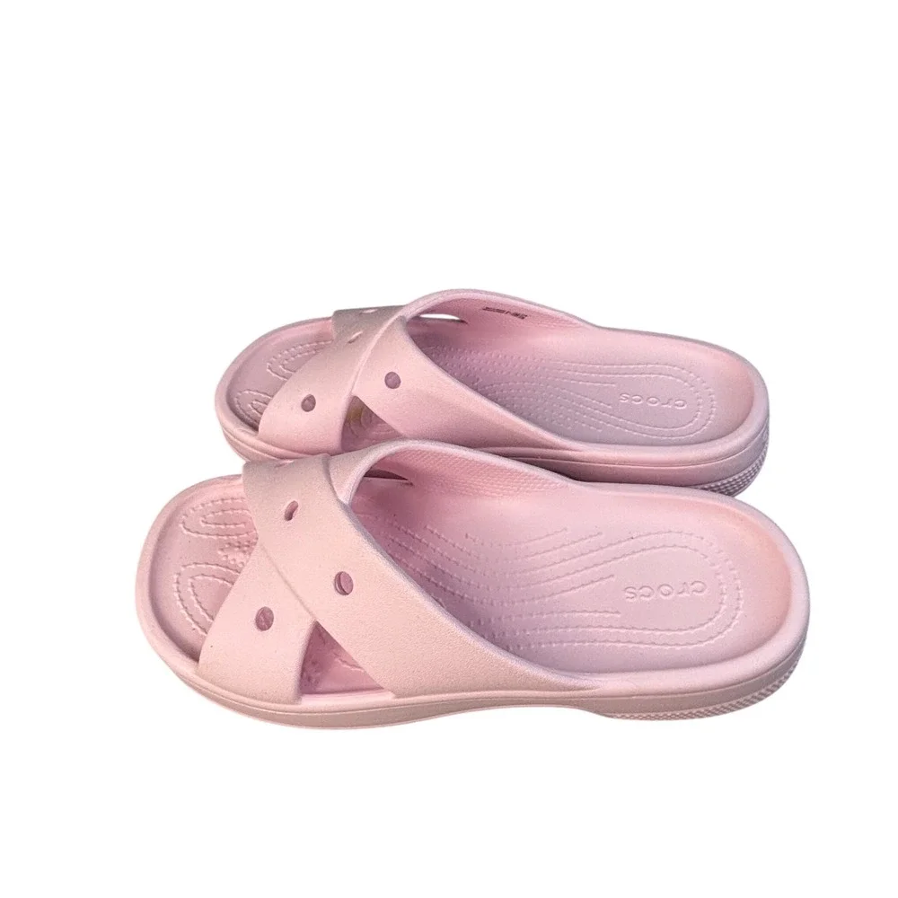 Crocs Classic Women's Cross Strap Sandals Pink Milk Size 7 Style 210840